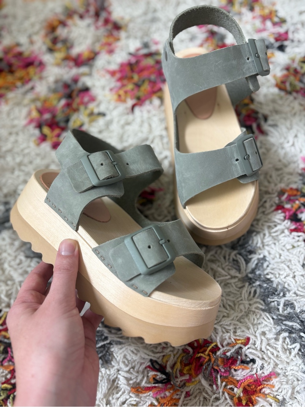 Bryr GiGi Platform Clog Sandals in Sage
